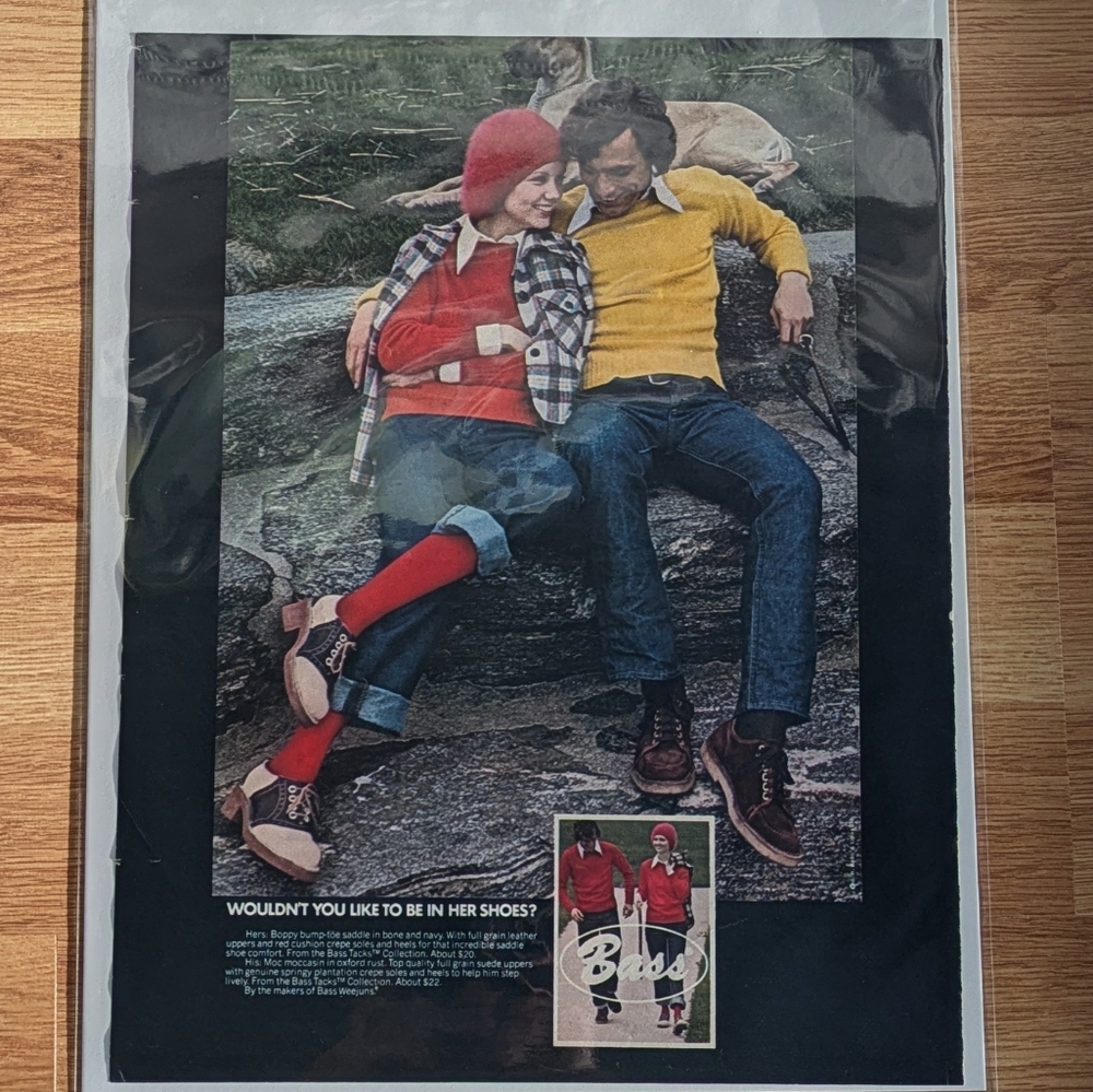 Vintage 1972 Seventeen Ad: Bass Footwear Shoes, Sewing, Collectible Magazine